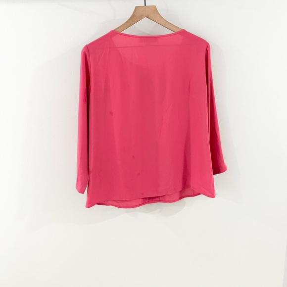Loft 3/4 Sleeve Pleat Front Blouse Pink Size Small - Picture 6 of 6
